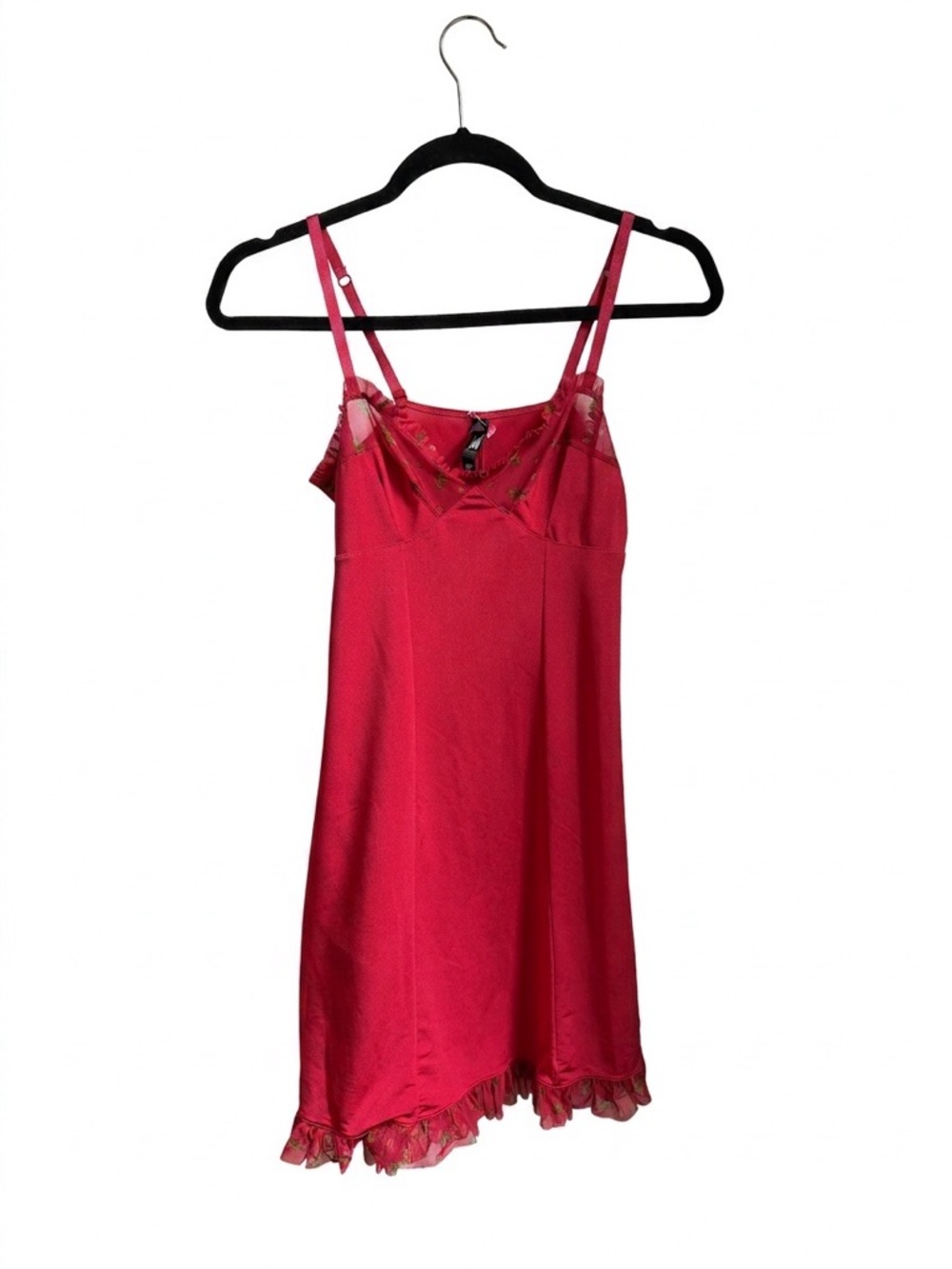Victoria's Secret Fuchsia Satin Slip with Lace Hem